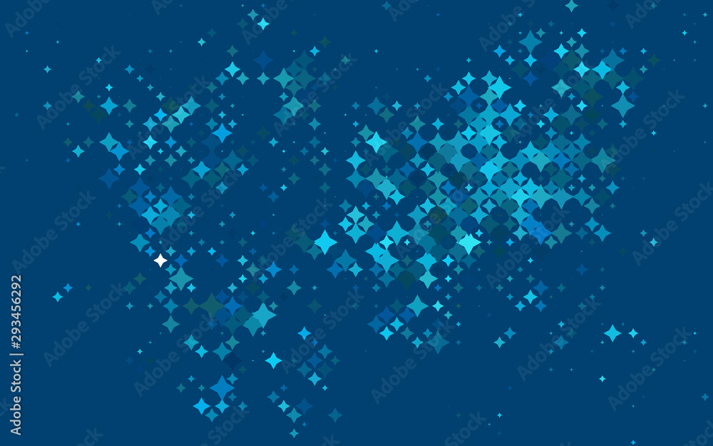 Poster light blue vector pattern with christmas stars. stars on blurred abstract background with gradient. 