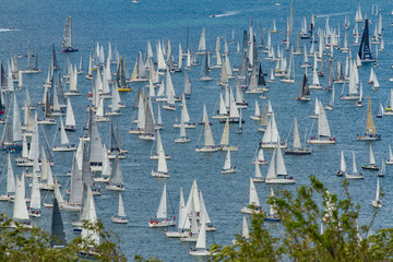 Fototapeta premium Trieste, Italy - Europe - October, 8th, 2017 - More than 2100 vessels are racing during the 49th 