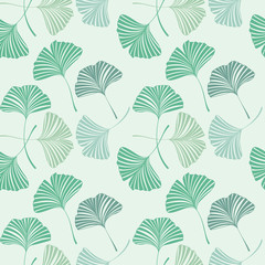 Seamless pattern with Ginkgo biloba leaves