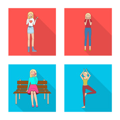 Isolated object of woman and body logo. Collection of woman and style vector icon for stock.