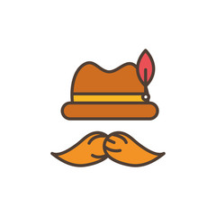 mustache and hat oktoberfest icon line filled