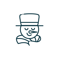 snowman happy christmas line icon