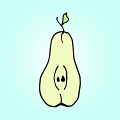 Hand drawn tropical and exotic fruit isolated on blue background in unique trendy organic style. Vector illustration for menu design, packaging, cooking book.