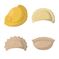 Vector design of dumplings and food icon. Collection of dumplings and stuffed vector icon for stock.