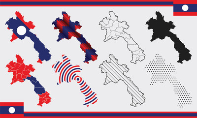Laos Map Vector Set