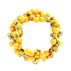 Infinite emoticons 3d rendering background, social media and communications concept