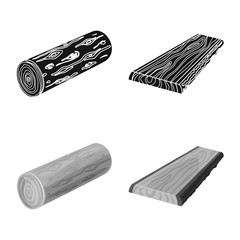 Isolated object of tree and raw icon. Set of tree and construction vector icon for stock.