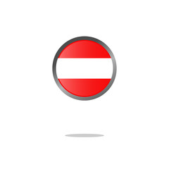 Naklejka premium Flag of Austria as round glossy icon. Button with Austrian flag