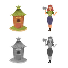 Vector design of nature and fun sign. Set of nature and entertainment vector icon for stock.