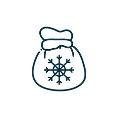 bag snowflake happy christmas line icon