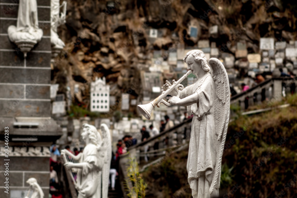 Wall mural statue of an angel in lajas colombia