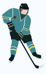 Hockey player - isolated on a white background - vector. Winter sport