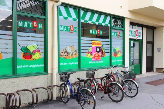 KOSZEG, HUNGARY - AUGUST 10: Match convenience store on August 10, 2012 in Koszeg, Hungary. Match is part of Delhaize group which employs 103,050 people (2010).