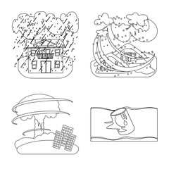 Vector illustration of cataclysm and disaster symbol. Set of cataclysm and apocalypse vector icon for stock.