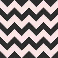 Gordijnen Vet naadloos chevron vectorpatroon in roze en zwart. Zowel klassiek als modern, geweldig voor beddengoed, textiel, papierwaren, modeaccessoires en kussens. Sterk 2-kleurenstatement. © Lori Krout Design