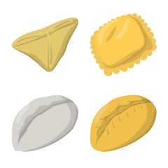 Vector illustration of dumplings and food symbol. Collection of dumplings and stuffed vector icon for stock.