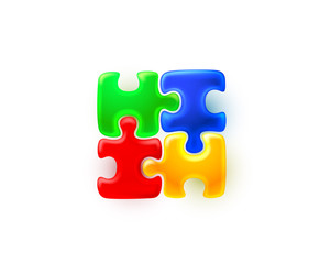 Puzzle colored sign group art, game icon idea.