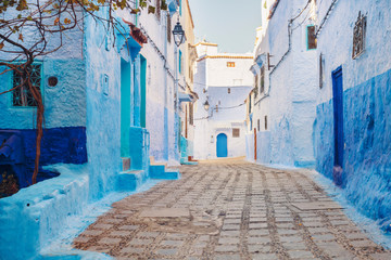 The old city of Chefchaouen with the famous blue buildings, Chefchaouen, Morocco