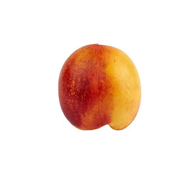 round yellow-red ripe peach isolated on belorm background