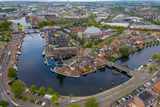 Aerial view of the city center of Haarlem 