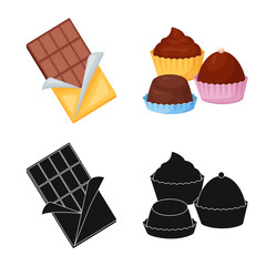 Vector illustration of food and yummy icon. Collection of food and brown stock vector illustration.