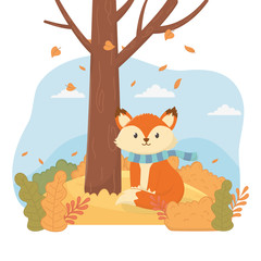 cute animal foliage hello autumn