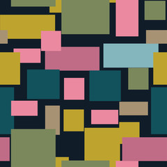 Vector seamless colorful rectangles futuristic pattern.
