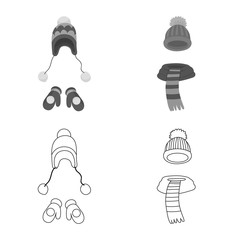 Vector illustration of clothes and texture symbol. Collection of clothes and weather stock symbol for web.