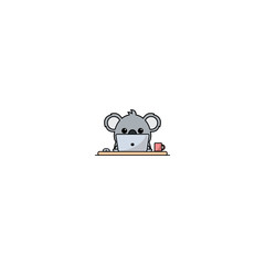 Cute koala working on a laptop, vector illustration © Totostarkk9456