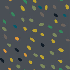 Vector seamless pattern with colorful paint drops on gray background.
