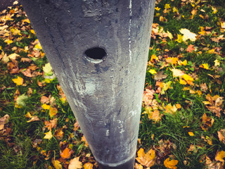 Old lamp post autumn
