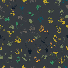 Abstract floral vector repeating pattern with gray background.