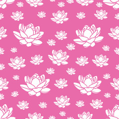 Fototapeta na wymiar modern pink and white seamless repeating lotus flower design for fabric or wallpaper