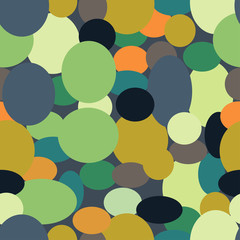 Vector seamless abstract pattern with asymmetrical polka dots. 