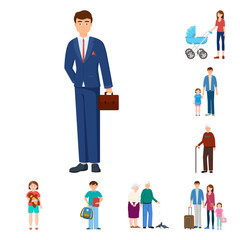 Isolated object of family and people sign. Set of family and avatar stock vector illustration.