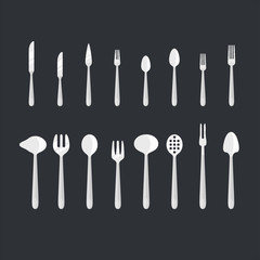 Cutlery set vector illustration for food design.