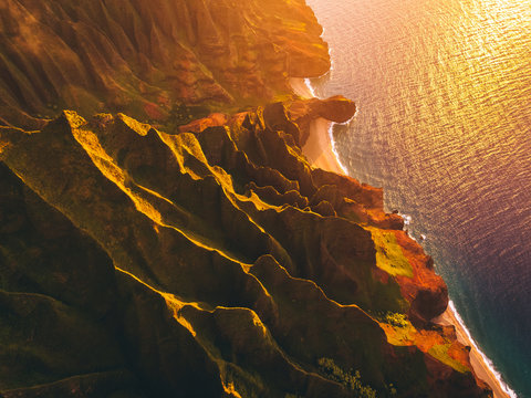 Kauai Cliffs at Sunset - Kalalau