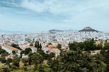 Obraz premium Famous Odeon theatre in Athens, Greece, view from Acropolis