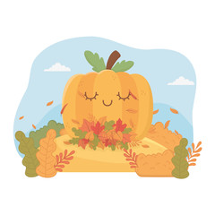 cute pumpkin foliage hello autumn