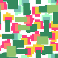 Vector repeating abstract seamless geometric pattern with colorful rectangles.