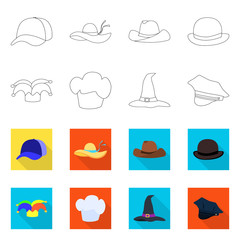 Vector illustration of clothing and cap sign. Collection of clothing and beret vector icon for stock.