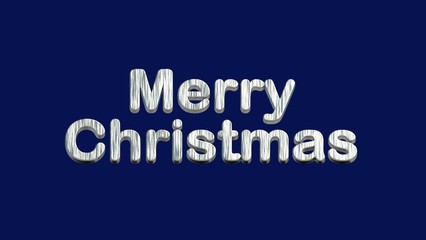 Merry Christmas inscription, 3d render. Silver letters on a blue background. Christmas Greeting Card.
