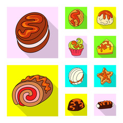 Vector illustration of confectionery and culinary sign. Set of confectionery and colorful vector icon for stock.