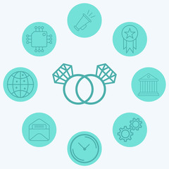 Fototapeta premium Diamond ring vector icon sign symbol