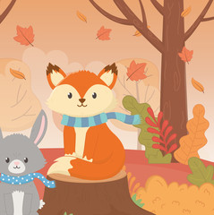 cute animal foliage hello autumn