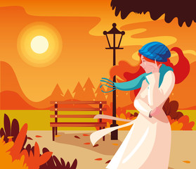 Obraz na płótnie Canvas Woman in autumn vector design
