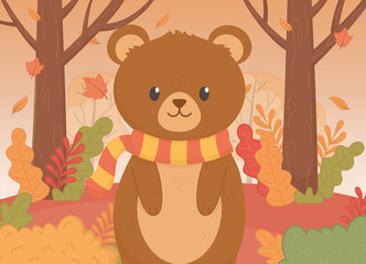 cute animal foliage hello autumn