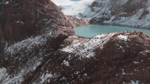 Aerial panoramic drone footage of Mount Fitz Roy, showcasing the beautiful Patagonia mountain landscape