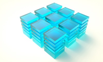 Fototapeta premium cuboid blue transparency glass structure 
