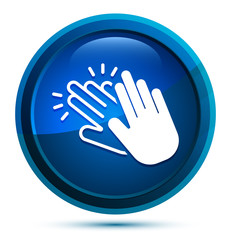 Hands clap icon elegant blue round button illustration